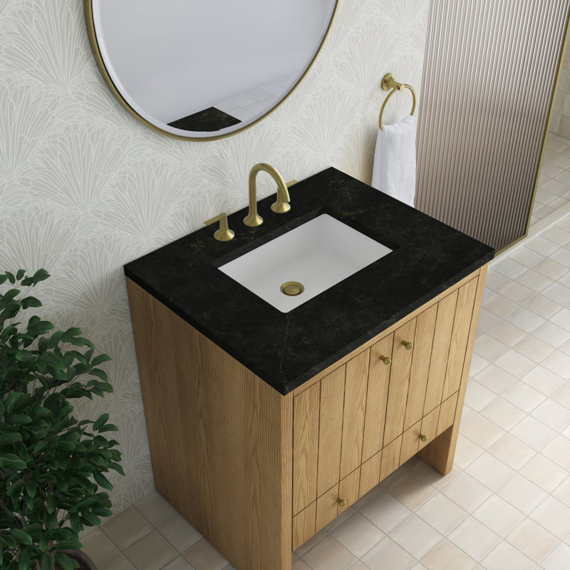 Hudson 30" W Single Vanity Base, Honey Oak