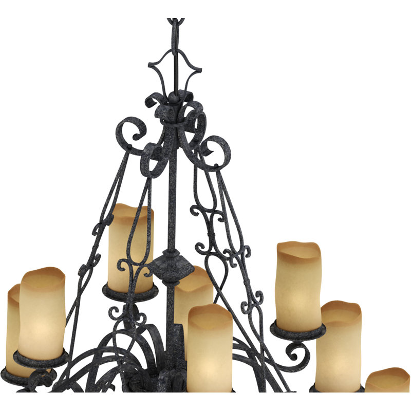 Lustre suspendu intérieur en fer forgé à 12 lumières Sayles