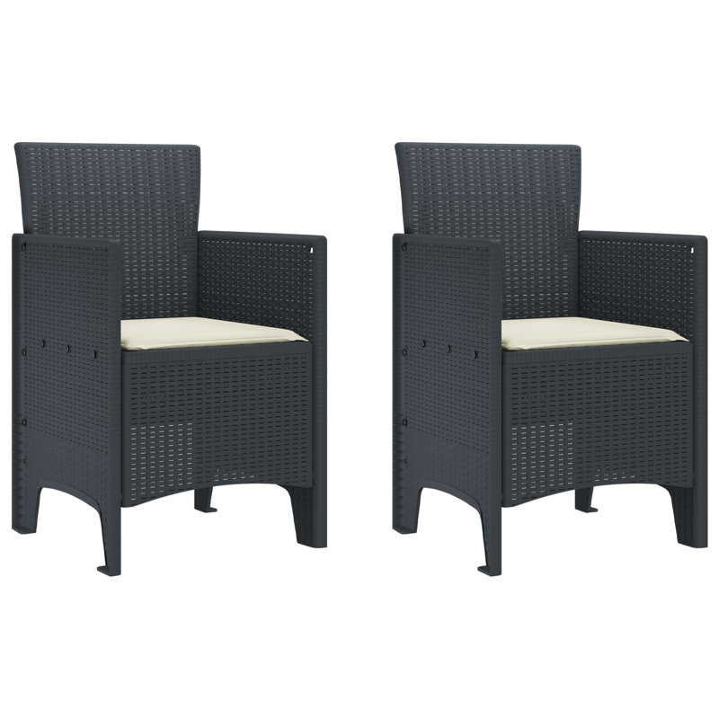 Chaise de jardin vidaXL 2 pièces anthracite 20,87 po x 19,29 po x 33,46 po, Anthracite, Blanc