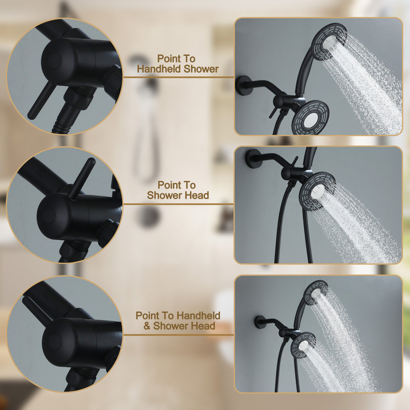 Matte Black Dual Head Rain and Mist Shower Faucet Set