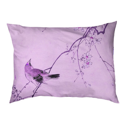 Coussin d’extérieur pour chien avec oiseau japonais et fleurs Carmean