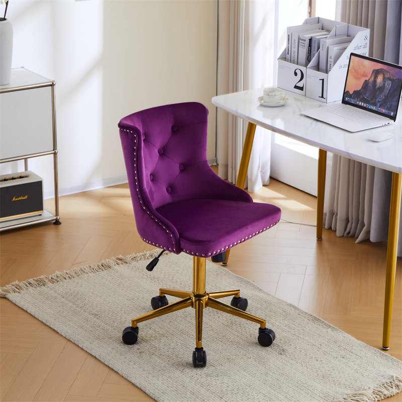 Matthias Task Chair Office Chairs Makeup chair, Gold, Dark Purple