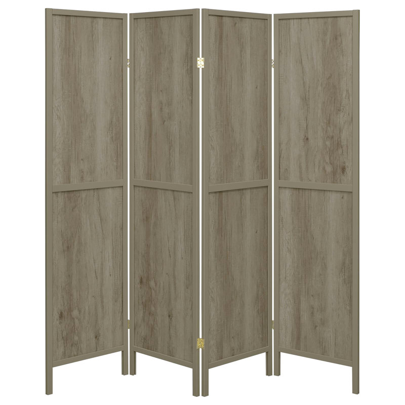 4 Rustic Grey Driftwood Screen, Hue, 68.7" Height X 69.5" Width 0.76" Depth, Pine And Folding Screen With Style, Appeal, 68.7"X69.5"X0.76", Pine, Veneer