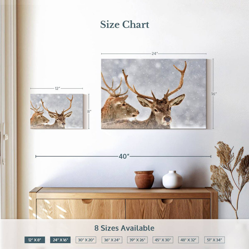 Brampt Winter Red Deer, 16" H x 24" W