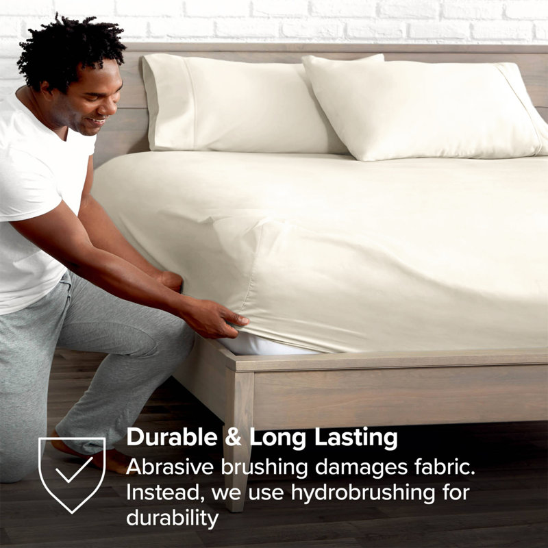 Deep Pocket Microfiber Brushed Fitted Sheet, Double (4'6), Cream