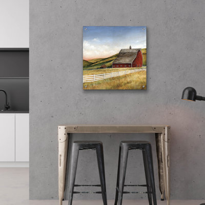 Art mural en verre Red Barrel Studio «Old Red Barn» par David Carter Brown