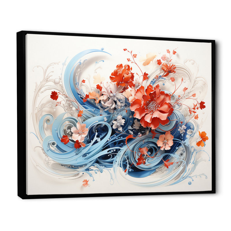 «China Art Calligraphy Essence I» sur toile, H 24 po x l 32 po x P 1 po, Cadre flottant noir