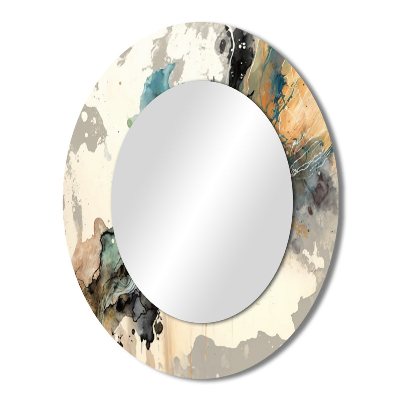 Jazz Rhythms In Shades Of Gray IV - Abstract Oval Decorative Mirror On Metal, 43" x 33"