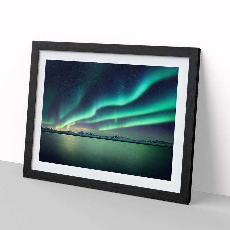 Dreamy Northern Lights - Single Picture Frame Print, Black, 46cm H x 64cm W