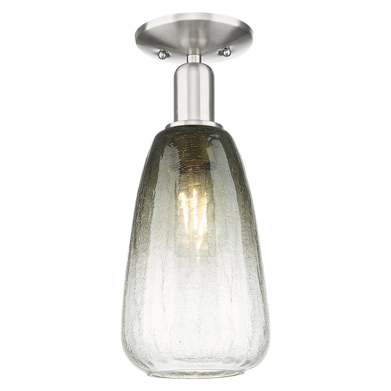Downtown Urban - Baxter - 1 Light 6" Semi-Flush Mount , Amber, Brushed Satin Nickel