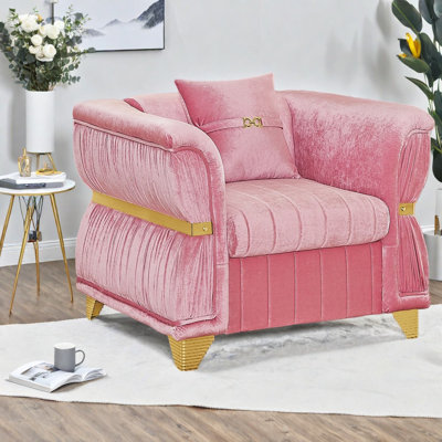 Fauteuil d'appoint spacieux en métal doré 39,8 pouces pour la maison