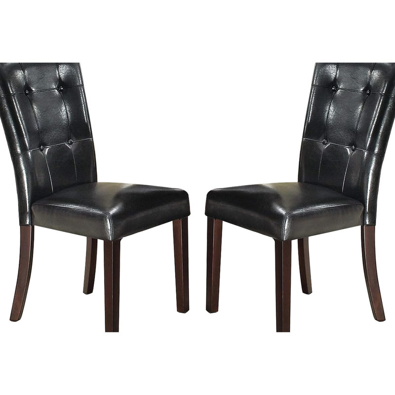 Chaises de salle à manger 2 pièces, look moderne, dossier en similicuir noir, assise à coussin, chaises en bois 2, fabrication en cuir, coussin et bouleau