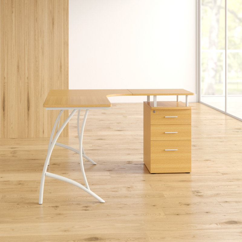 Ozella L-Shaped Writing Desk, Oak