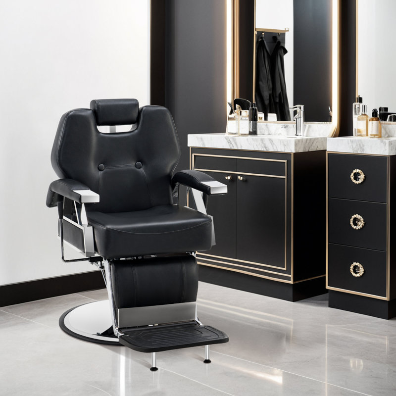 Fauteuil de bar inclinable inclinable de 25 pi Najair, fauteuil de salon pivotant, similicuir, Noir, noir, noir, noir