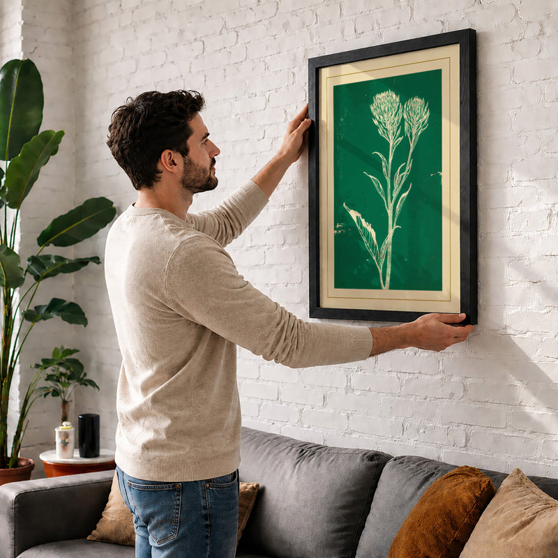 Cream Carnation Study Botanical - Print, A1 - 84.1 x 59.4 cm, Black