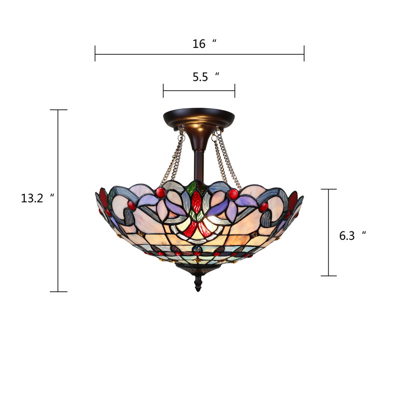 Plafonnier semi-encastré 2 lumières 16 po
