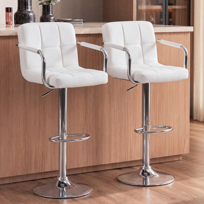 Tabourets de bar industriels pivotants avec accoudoirs, tabouret de comptoir ergonomique en similicuir pour îlot de cuisine et bar pour la maison