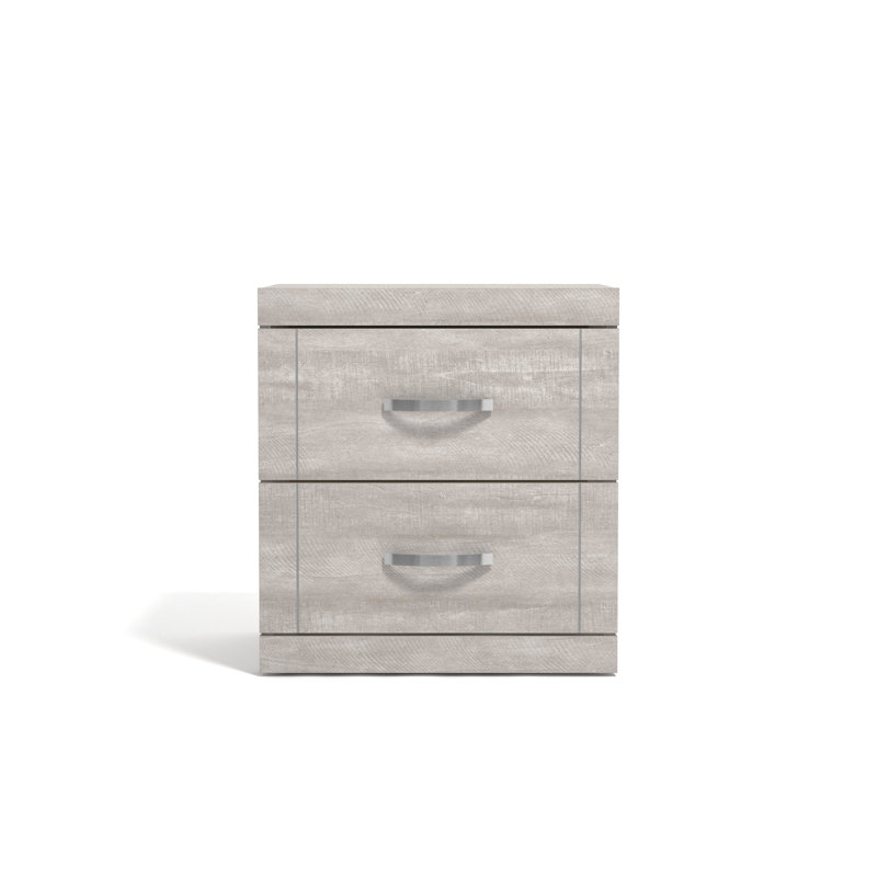 Table de chevet 2 tiroirs 20,31 po Avigail, Gris, Individuel