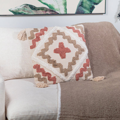 Embroidered Cotton Outdoor Throw Pillow