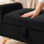 Banc de rangement Pocono en velours côtelé avec pattes en bois et siège rabattable-112291433
