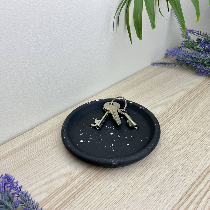 Round Trinket Tray Dish, Black/White