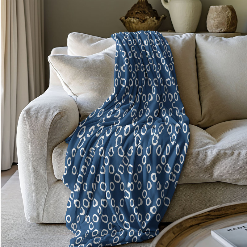 Couverture sherpa 1 pièce de qualité supérieure Blue Dots 0151, L 50 po x L 60 po