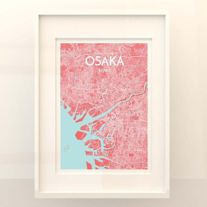 Osaka City Map In Maritime - No Frame Print, 24cm H x 18cm W x 0.05cm D