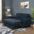 Modern Living Room Futon With Navy Upholstery And Adjustable Back Feature Couch In , Interface Storage Space