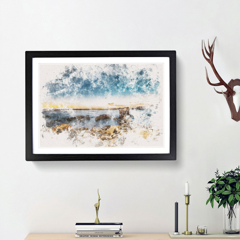 Ocean View - Picture Frame Graphic Art Print, Black Framed, 45cm H x 63cm W x 2cm D