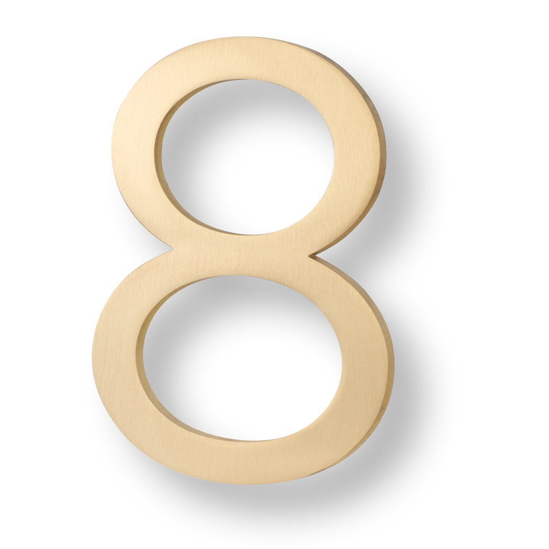 Numéro de maison flottante, 6 po, 8, Laiton satiné