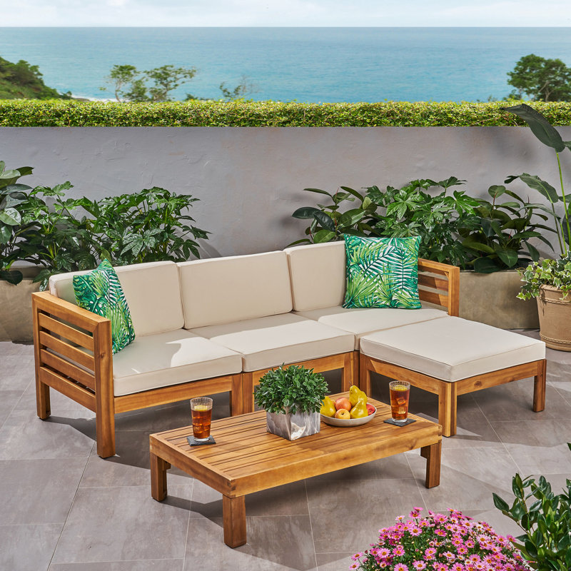 Wood Terrace Chair In Beige With Water- Cushions