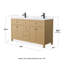 Meuble-lavabo double autoportant 60 po avec plateau en marbre de culture Pendry-114679776