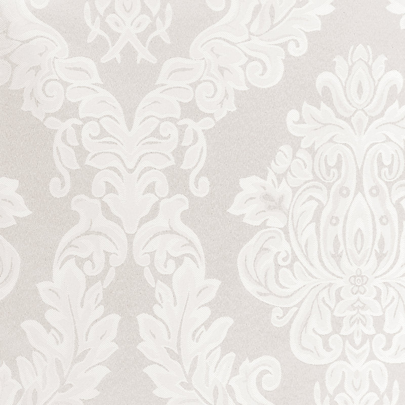 Nappe en jacquard de polyester uni à damas floral Burchfield, L 120 po x l 60 po, Blanc