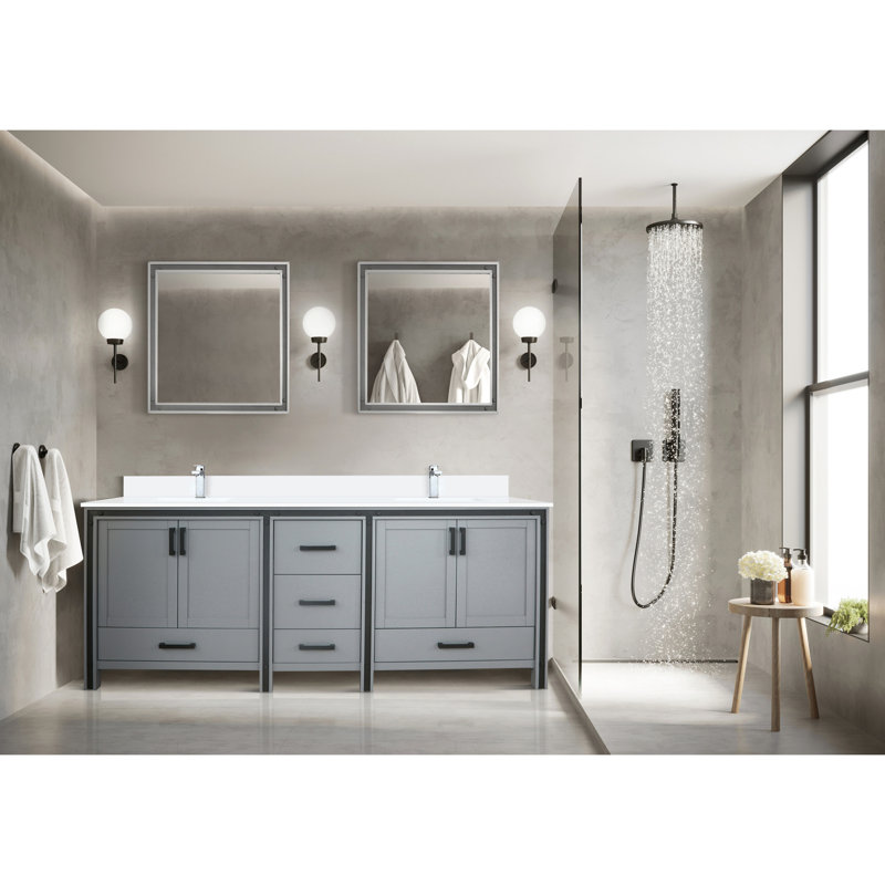 Meuble-lavabo double D 22 po, Gris foncé, H 34,38 po x l 21,38 po x P 84 po