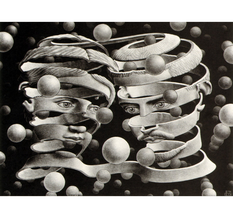 «Bond of Union» par M.C.Escher, toile tendue avec châssis, H 17 po x l 24 po