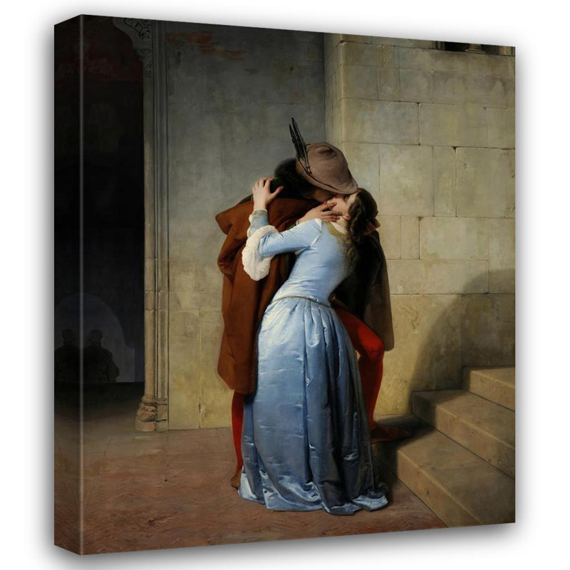 «The Kiss» par Francesco Hayez - Art mural sur toile tendue avec châssis, H 40 po x l 28 po