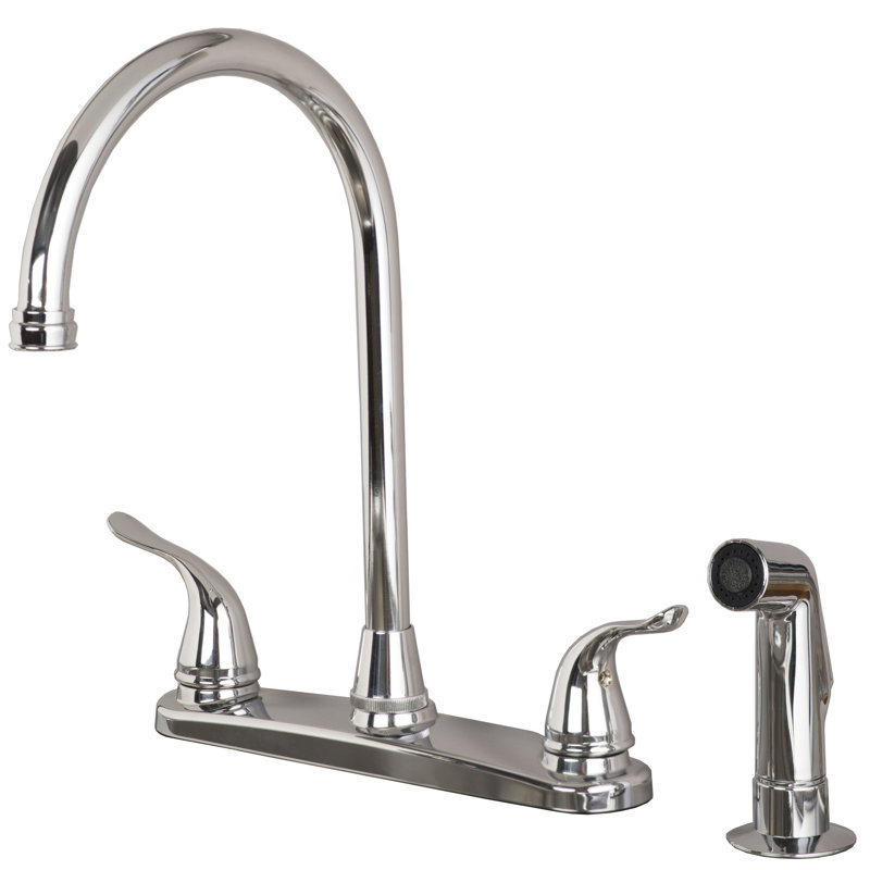 Two Handle High Arc Kitchen Faucet with Side Spray, Chrome