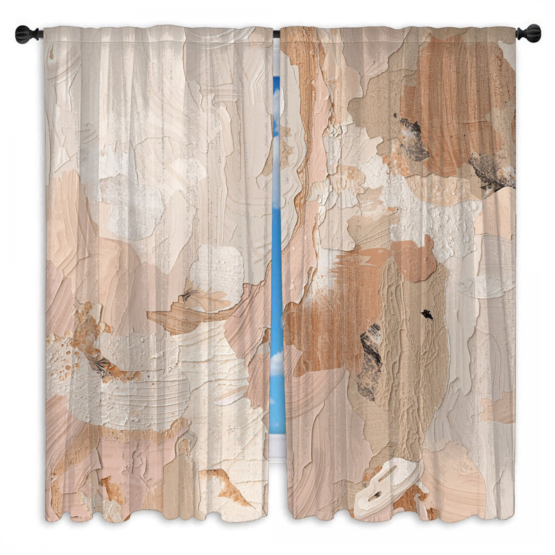 Rideaux de fenêtre texturés neutres abstraits et transparents - 2 panneaux, 40 po x 80 po - 2 panneaux