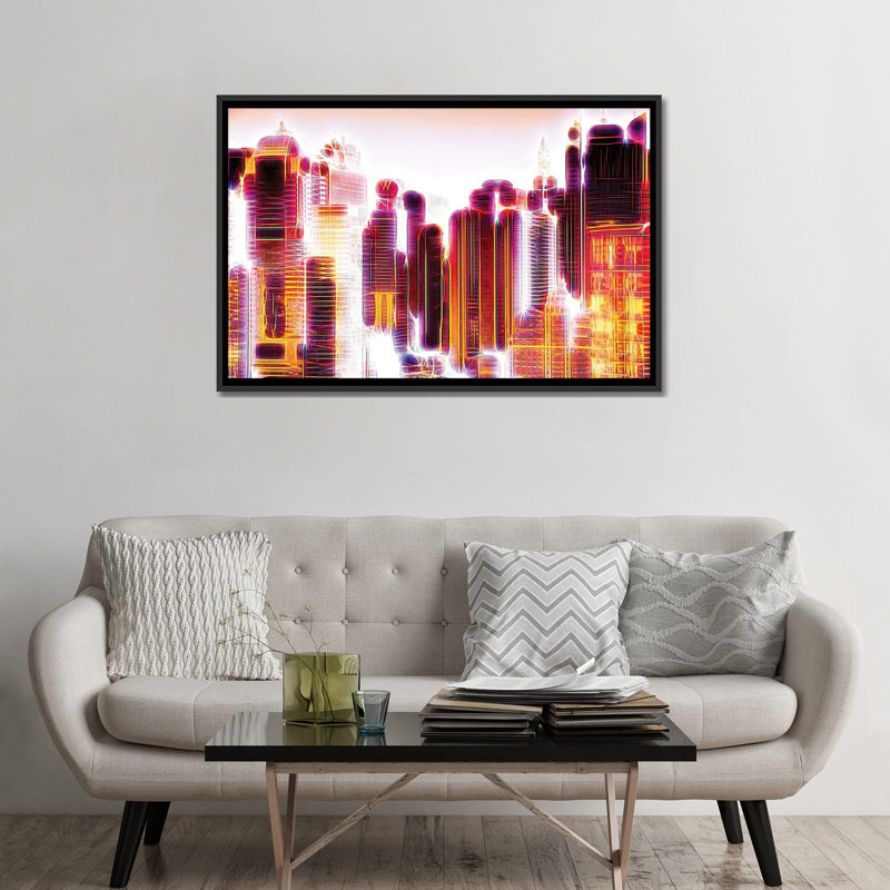 «Red Lights I», impression sur toile, Toile avec cadre noir, Pas de tapis, H 32 po x l 48 po x P 1,5 po