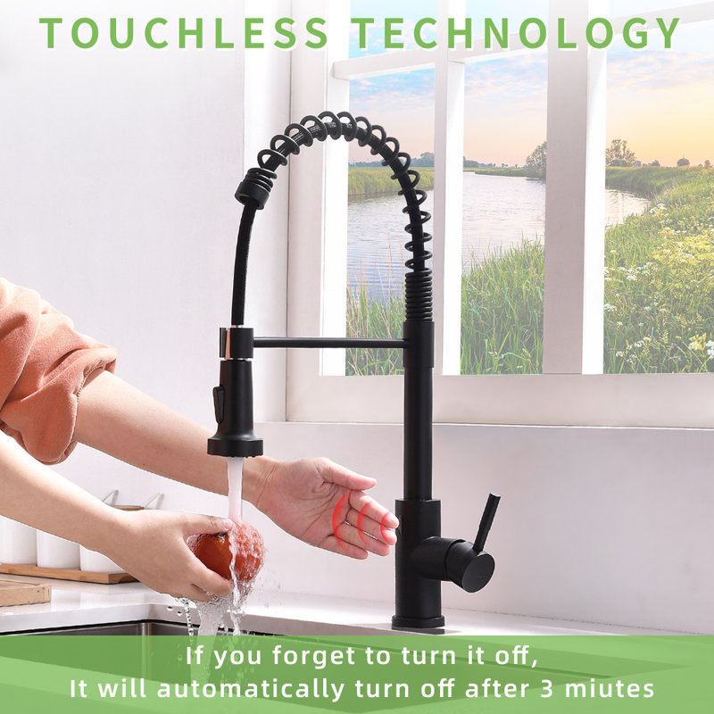 FLG Pull Down Touchless Kitchen Faucet, Matte Black