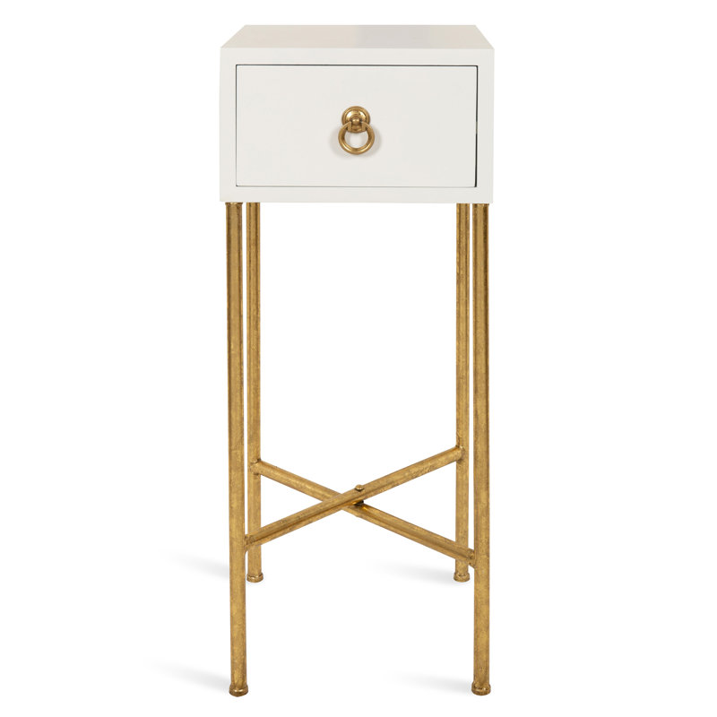 Table de bout avec rangement Jamie-Lee, Blanc