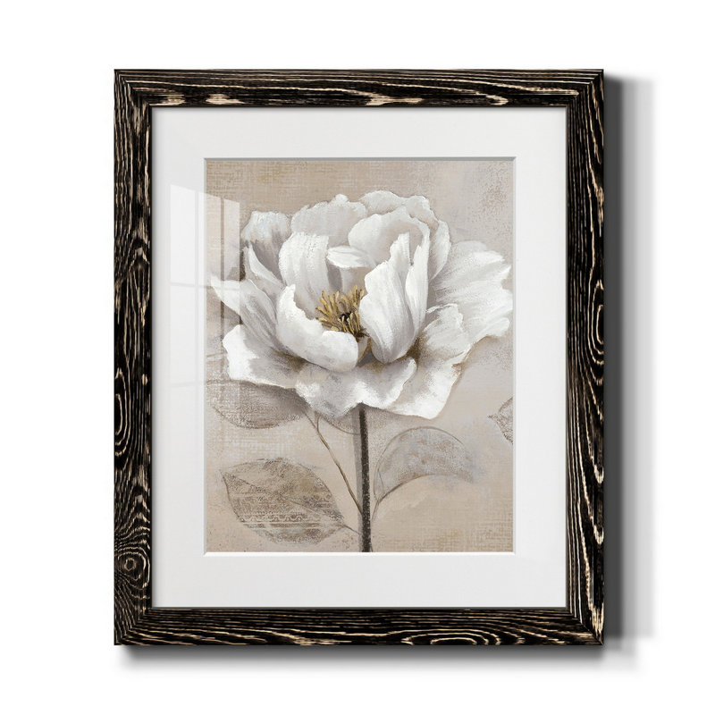 Doux blanc II - cadre photo, reproduction d'art, Cadre noir, H 20 po x l 17 po x P 1,5 po