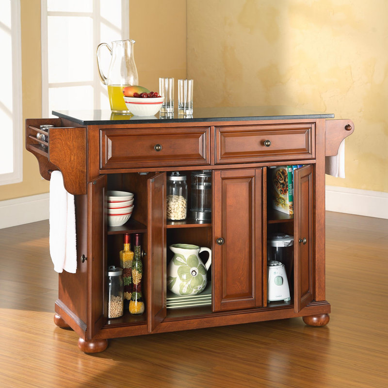 Monty Granite Top Kitchen Island, Classic Cherry