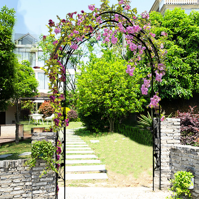 Treillis de jardin en métal noir - surface thermolaquée, 100,93 po Grand tuyau lisse de 0,63 de diamètre,