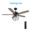 Ventilateur de plafond 52 po avec télécommande Huntley, ensemble d'éclairage inclus