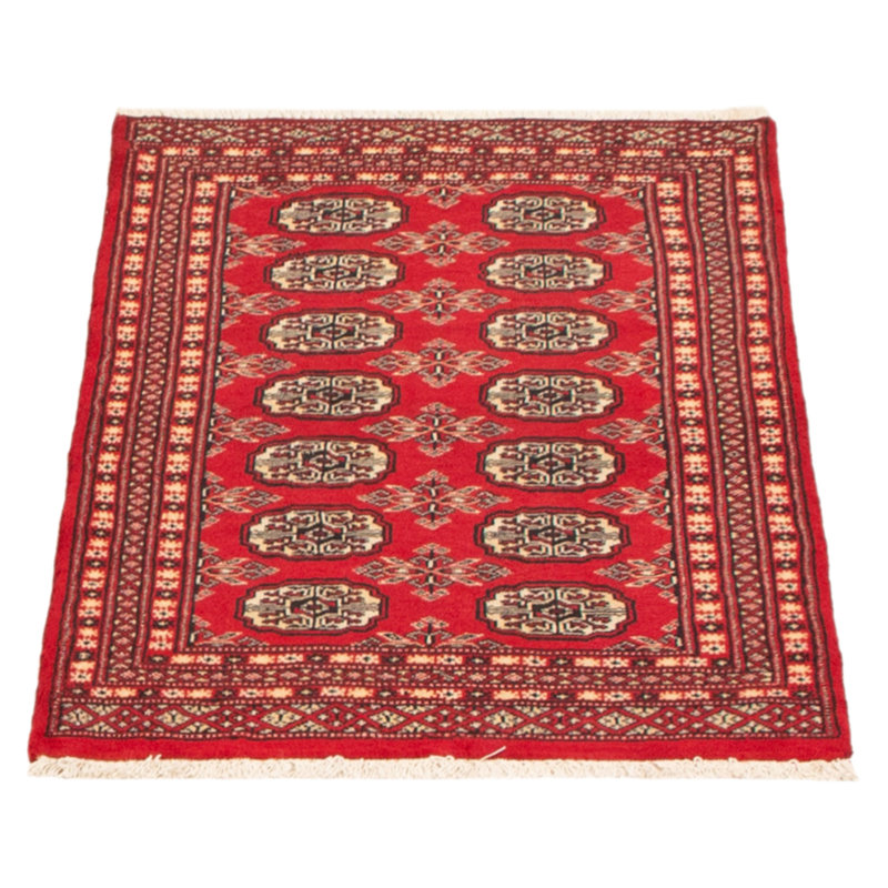 Tapis rouge foncé Maleaha Peshawar Bokhara 2 pi 6 po x 3 pi 10 po