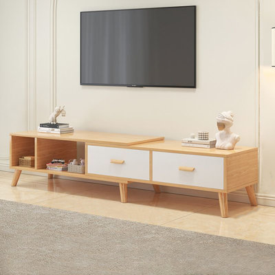 Tahmel 78” TV Stand, Retractable TV Cabinet, Entertainment Center with 2 Drawers and Open Shelf, Television Stand, TV Table, Media Console for Living Room