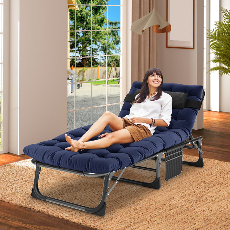 Méridienne pliante Rosio 5 positions, lit pliant, chaise longue d'extérieur robuste pour l'extérieur