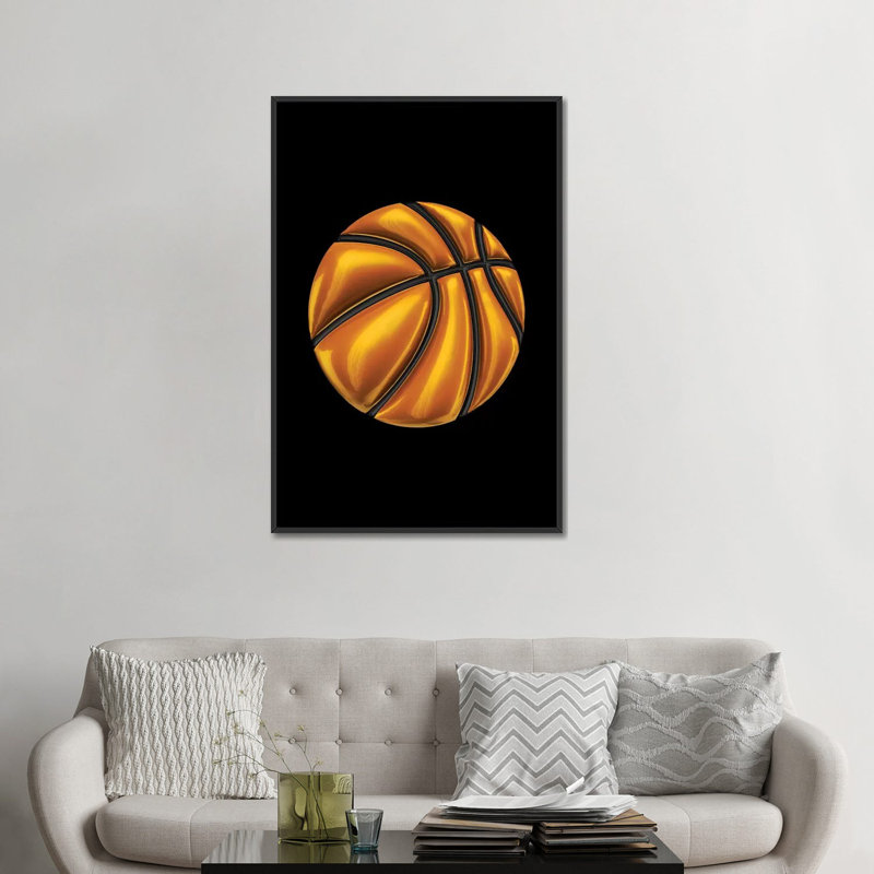 «Basketball», impression sur toile, H 48 po x l 32 po x P 1,5 po, Toile avec cadre noir, Pas de tapis
