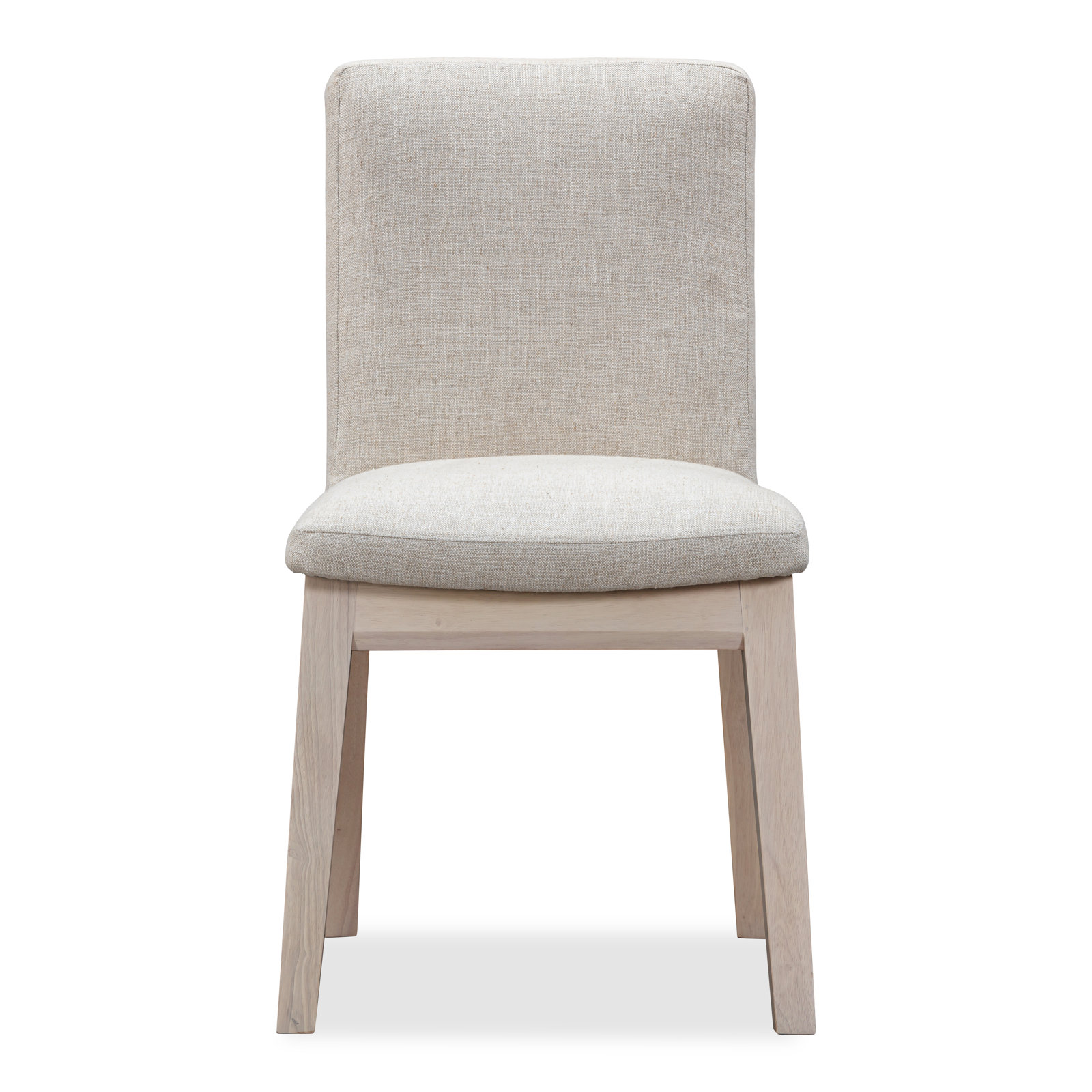 Shadrach Solid Wood Dining Chair In White Sand And Natural Linen, White
